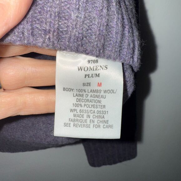 Woolrich 100% Lambs Wool Quarter Zip Fair Isle Sweater - Plum M - Picture 7 of 8